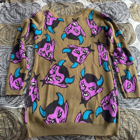 BETSEY JOHNSON DIABLO DEVIL PRINT SWEATER DRESS - Picture 2 of 8